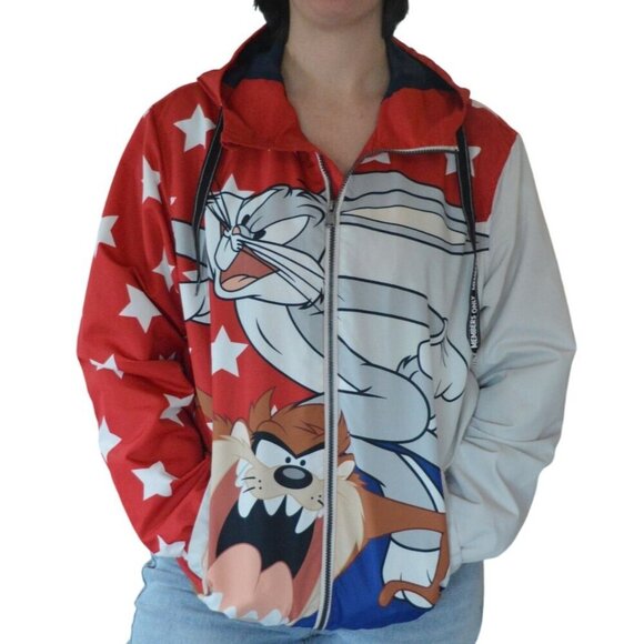 Members Only Looney Tunes Windbreaker Jacket Size Men L  Bugs Bunny Taz - Picture 4 of 11